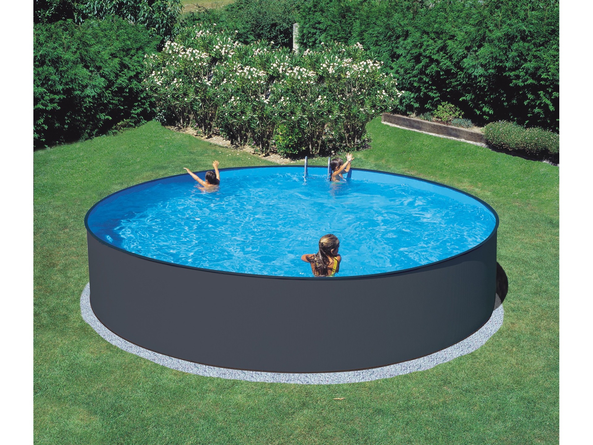 vermoeidheid huren rollen Summer fun" zwembad Sark set antraciet rond 350 x 90 cm || SALE